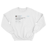 Conor McGregor thanks for the cheese retirement tweet on a white crewneck sweater from Tee Tweets