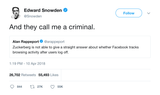 Edward Snowden they call me a criminal tweet from Tee Tweets