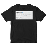 Tyler The Creator crying tears of joy tweet on a black t-shirt from Tee Tweets